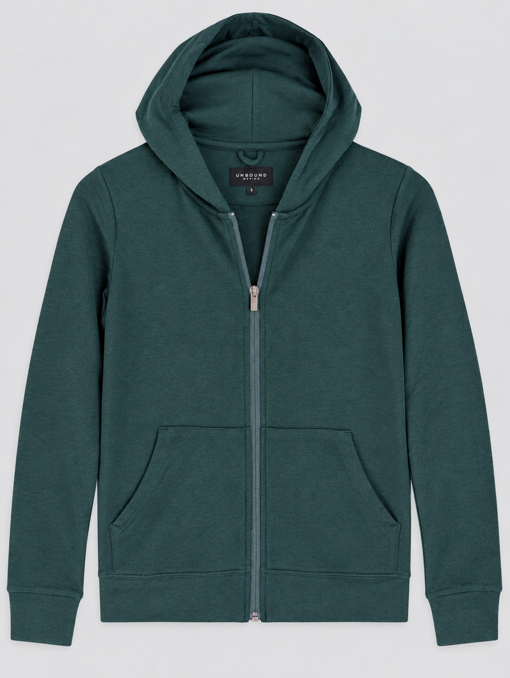 Unbound Merino S Green Full Zip Hooded Sweatshirt Wool Blend NWT